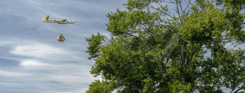 Flying Drone carrying package