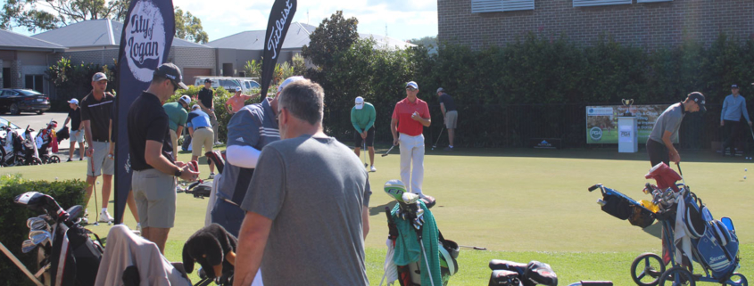 Golfers practicing at PGA Trainee Championship at Windaroo 2019