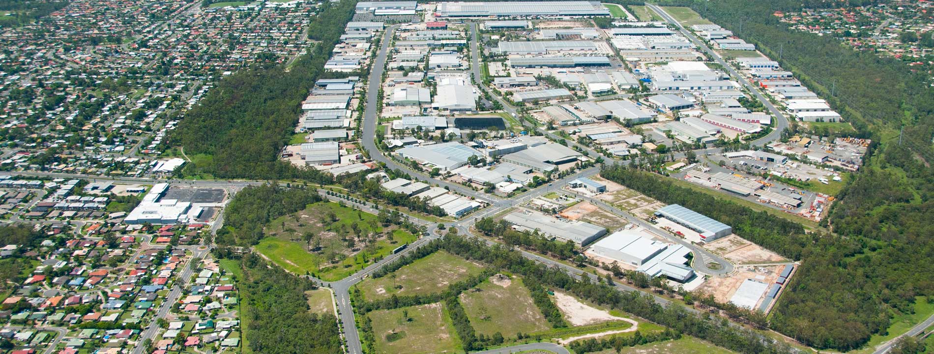 View of the Crestmead Industrial estate from an airplane