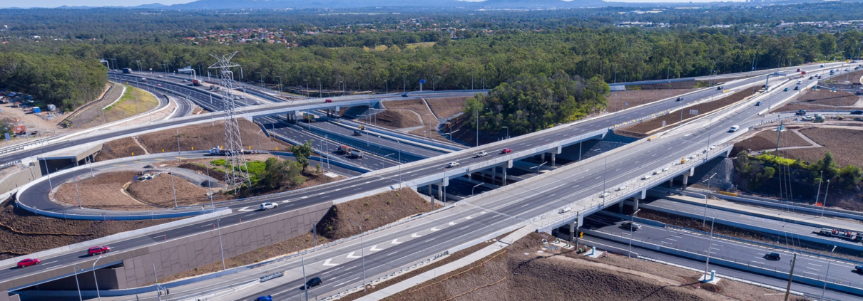 Newly buily Logan Motorway bridges and on ramps