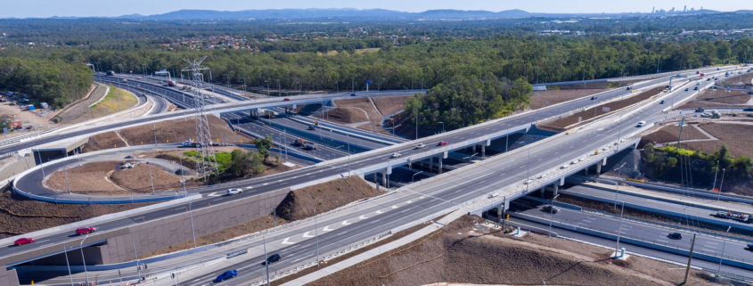 Newly buily Logan Motorway bridges and on ramps