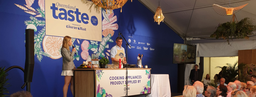 Chef Bruno Loubet cooking in front of crowd at Regional Flavours