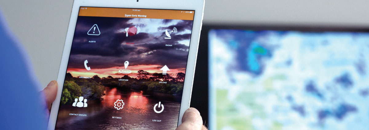 Logan Early Warning App displayed on an iPad