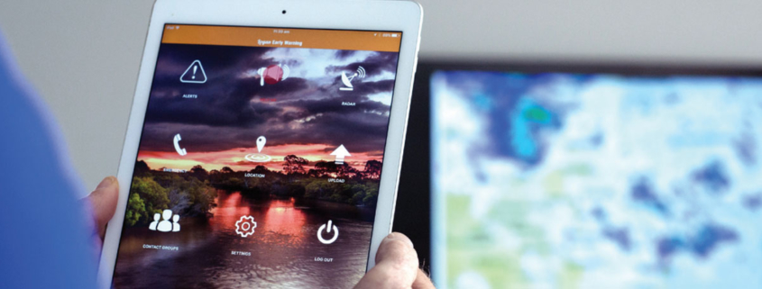 Logan Early Warning App displayed on an iPad