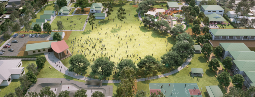 Artist illustration of future Logan Village Green