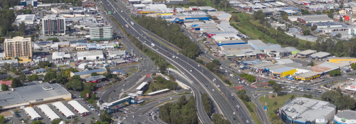 Aerial view of Springwood and Underwood including M1