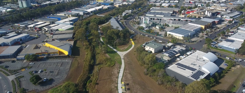 Aerial view of Slacks Creek Green Link