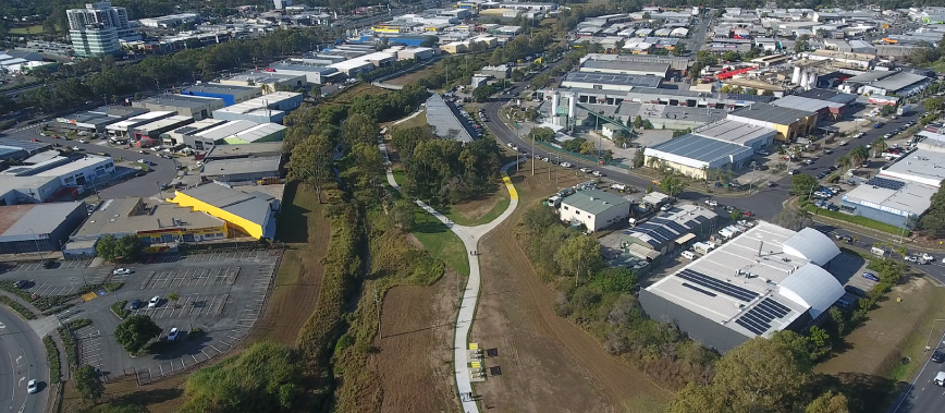 Aerial view of Slacks Creek Green Link