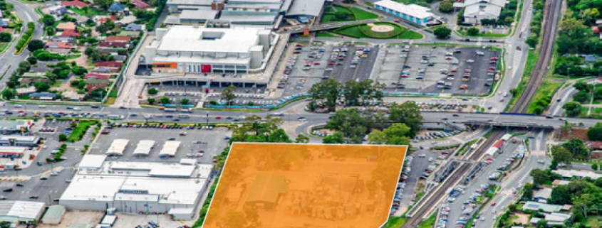 Aerial view of Meadowbrook with Australian Unity site marked out