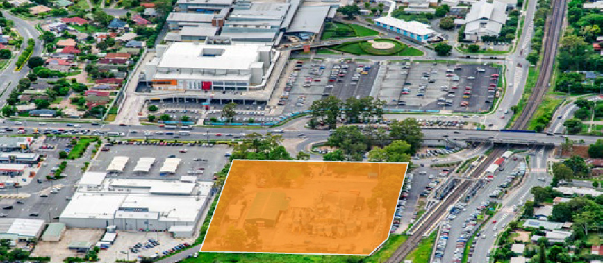 Aerial view of Meadowbrook with Australian Unity site marked out