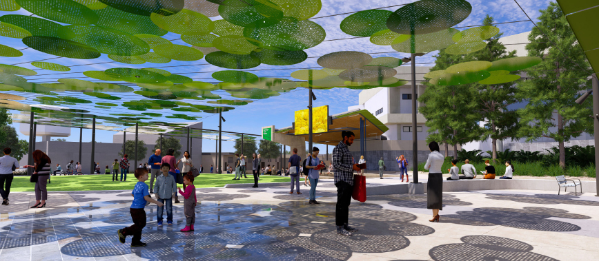 Artists impression of shade solution discs at Beenleigh Town Square