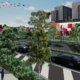 Artists impression of Loganlea Road with trees, artwork and upgraded hospital in the background