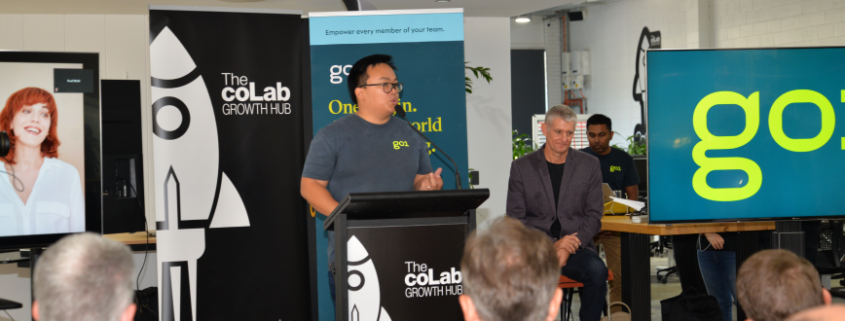 Vu Tran speaking at launch function