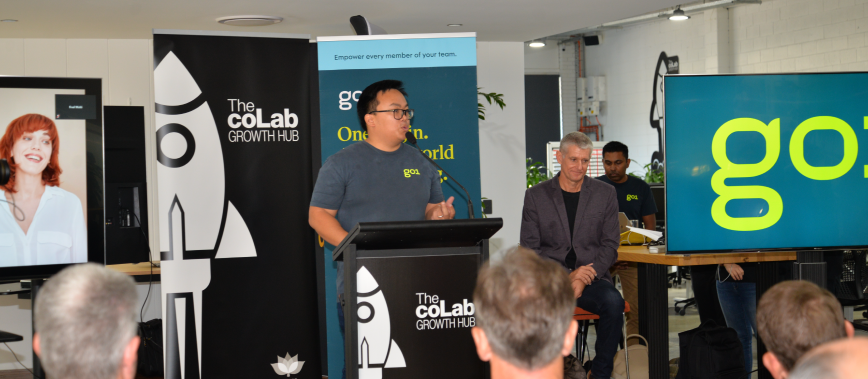 Vu Tran speaking at launch function