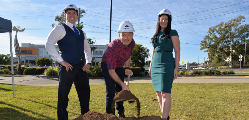 Deputy Mayor Jon Raven, Division 6 Councillor Tony Hall and Division 3 Councillor Mindy Russel at the launch of the Loganlea Road Healthy Street project