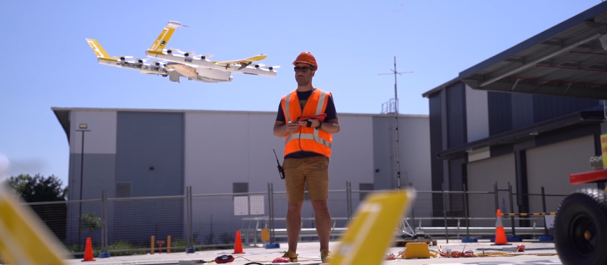 Wing technician tests a drone