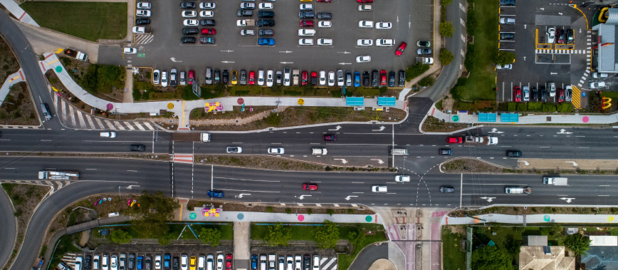 Loganlea Road as seen from the sky by drone