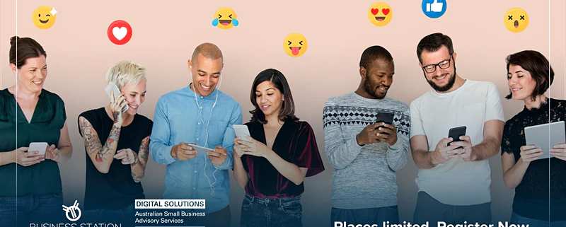 Image_a group of young people using their phone and tablets and talking about the current social media trend
