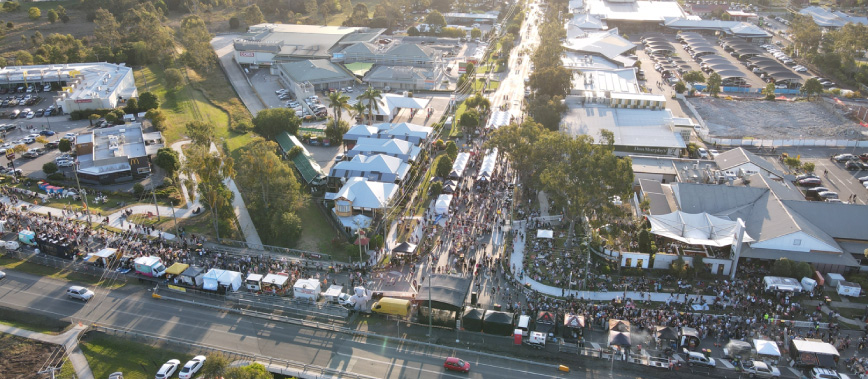 Aerial photo of FLAME Festival at Jimboomba