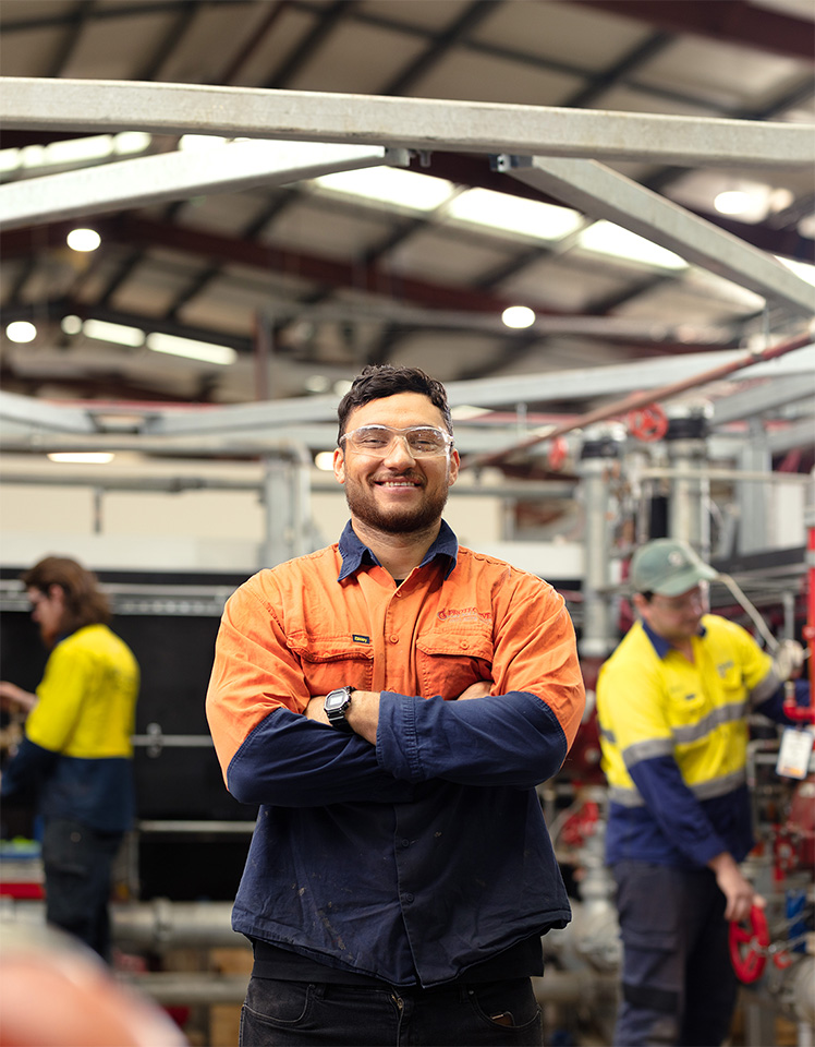 A tradie standing at the manufactory