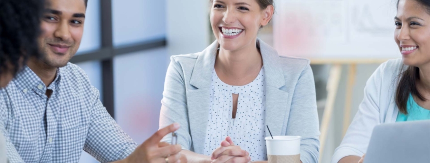 A group of people having a meeting