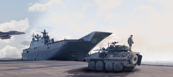 a person standing on an army tank and cruise