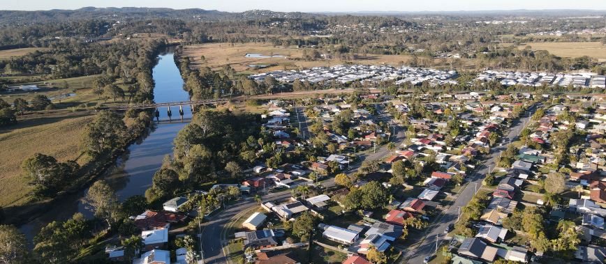 Aerial photo of Bethania and the Logan River