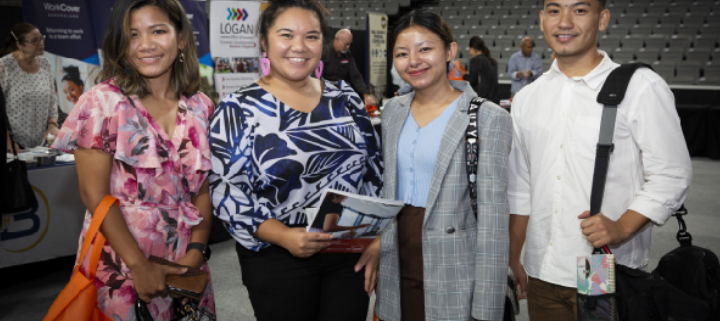 young people standing at the multicultural small business expo