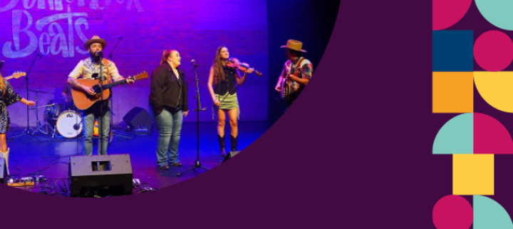 Amy Ryan performing with Open Season Band for her album launch in 2023 during Butterbox Beats at Kingston Butter Factory Cultural Precinct.