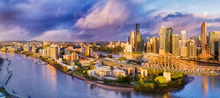 a drone shot of Brisbane river