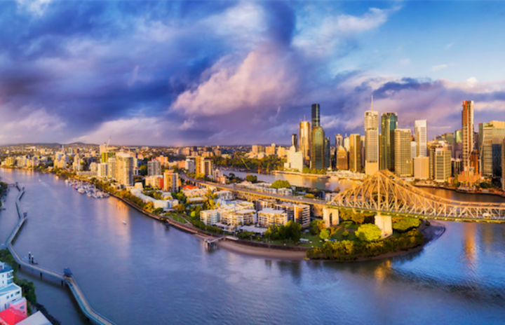 a drone shot of Brisbane river