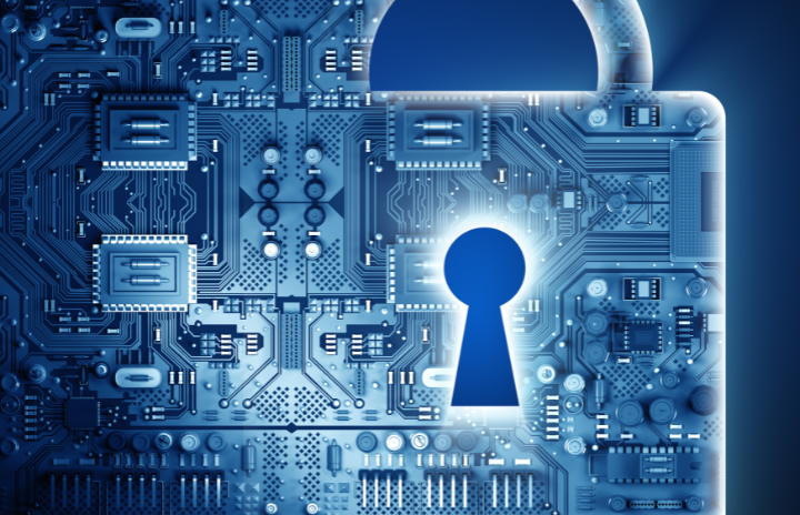 Cyber security concept with lock